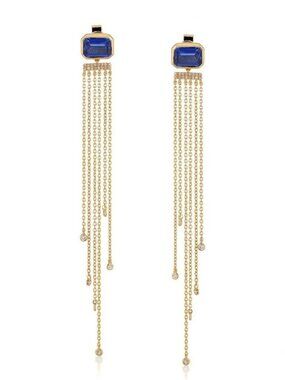 18 Diamond Radiant 14K (or 18k upon request) Yellow Gold Drop Bar Earrings